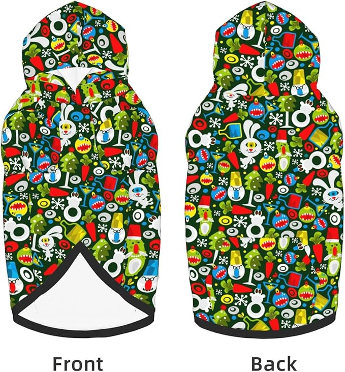 Christmas Green Monster Hoodie,Christmas Cosplay Dog Clothes with Pocket and Hat Winter Clothes Sweaters X-Small