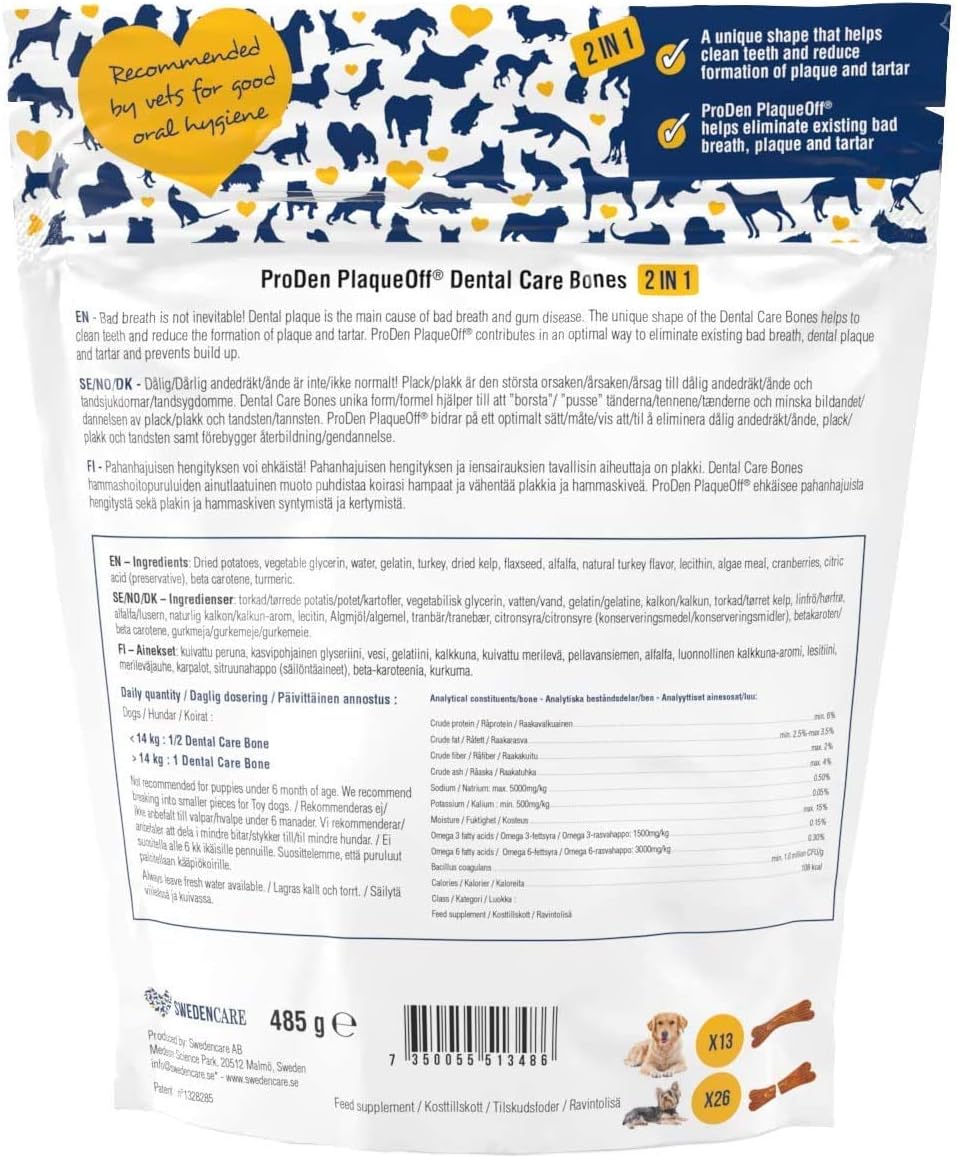 ProDen PlaqueOff 3 Flavor Dental Bone Dog Treat Bundle: Chicken & Pumpkin, Turkey & Cranberry, and Bacon, 17 Ounces Each