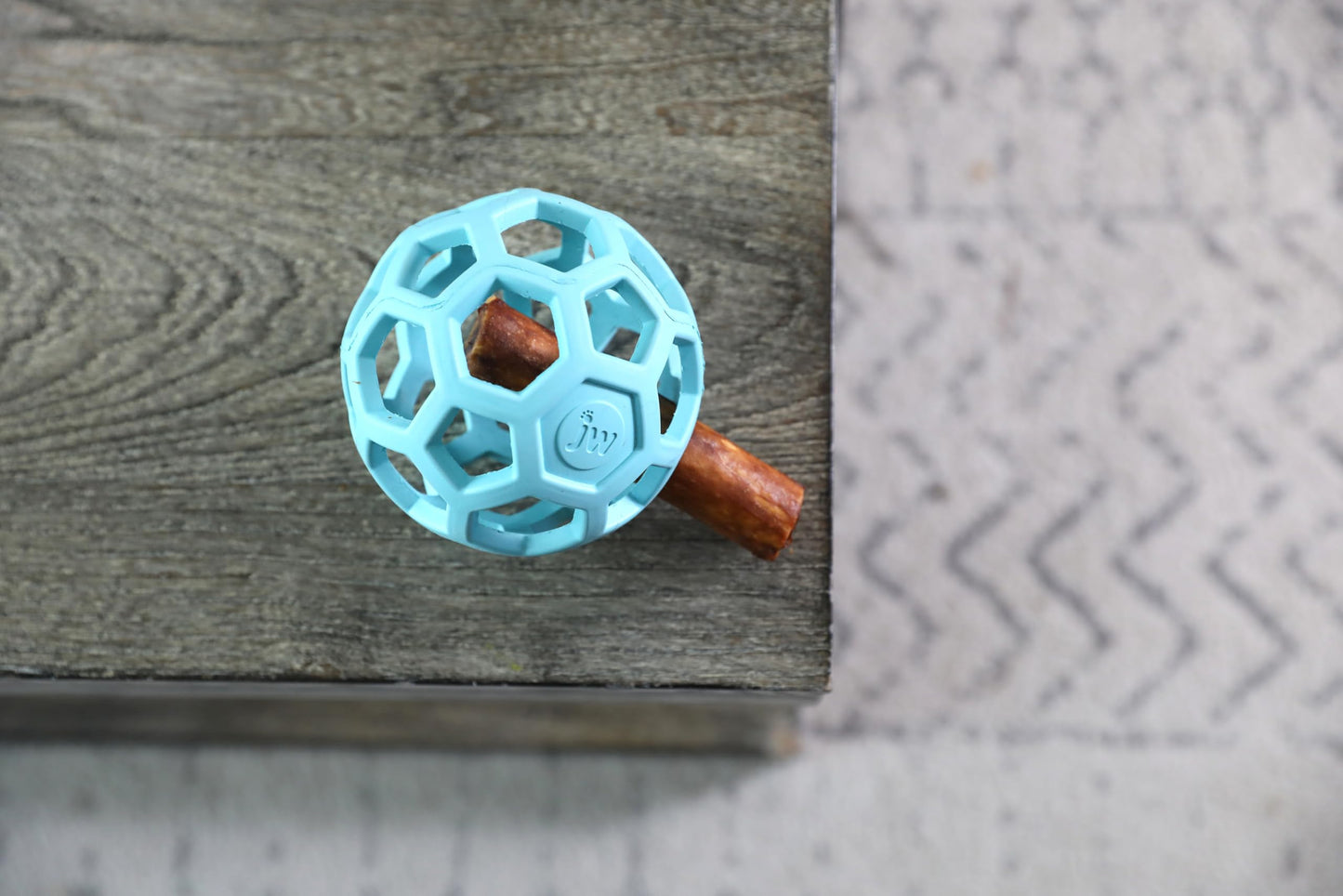 JW Pet HOL-ee Roller™, Dog Toy Puzzle Ball, Natural Rubber, Medium (4.5” Inch Diameter), Blue