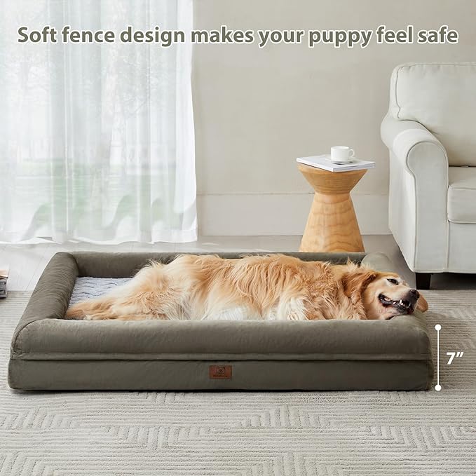 WNPETHOME XL Extra Large Dog Bed, Washable Dog Couch with Removable Waterproof Cover, Orthopedic Large Pet Sofa Bed with Bolster Sides for Sleeping