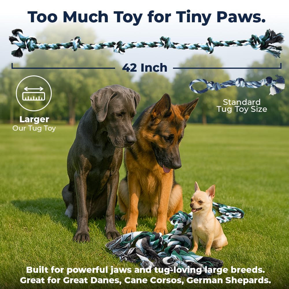 Giant Dog Rope Toys for Extra Large Dogs - 42 Inch, 6 Knot Tough Rope Chew Toys for Large Dogs - Benefits Non-Profit Animal Rescue - Indestructible Dog Toy for Aggressive Chewers
