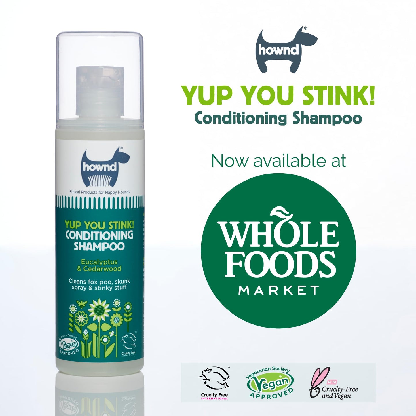 Hownd Yup You Stink Odor Deodorizing & Deep Clean 2-in-1 Dog Shampoo and Conditioner - Hypoallergenic, Vegan, pH-Balanced, Odor Control for Smelly, Itchy Dogs - Cedarwood and Eucalyptus
