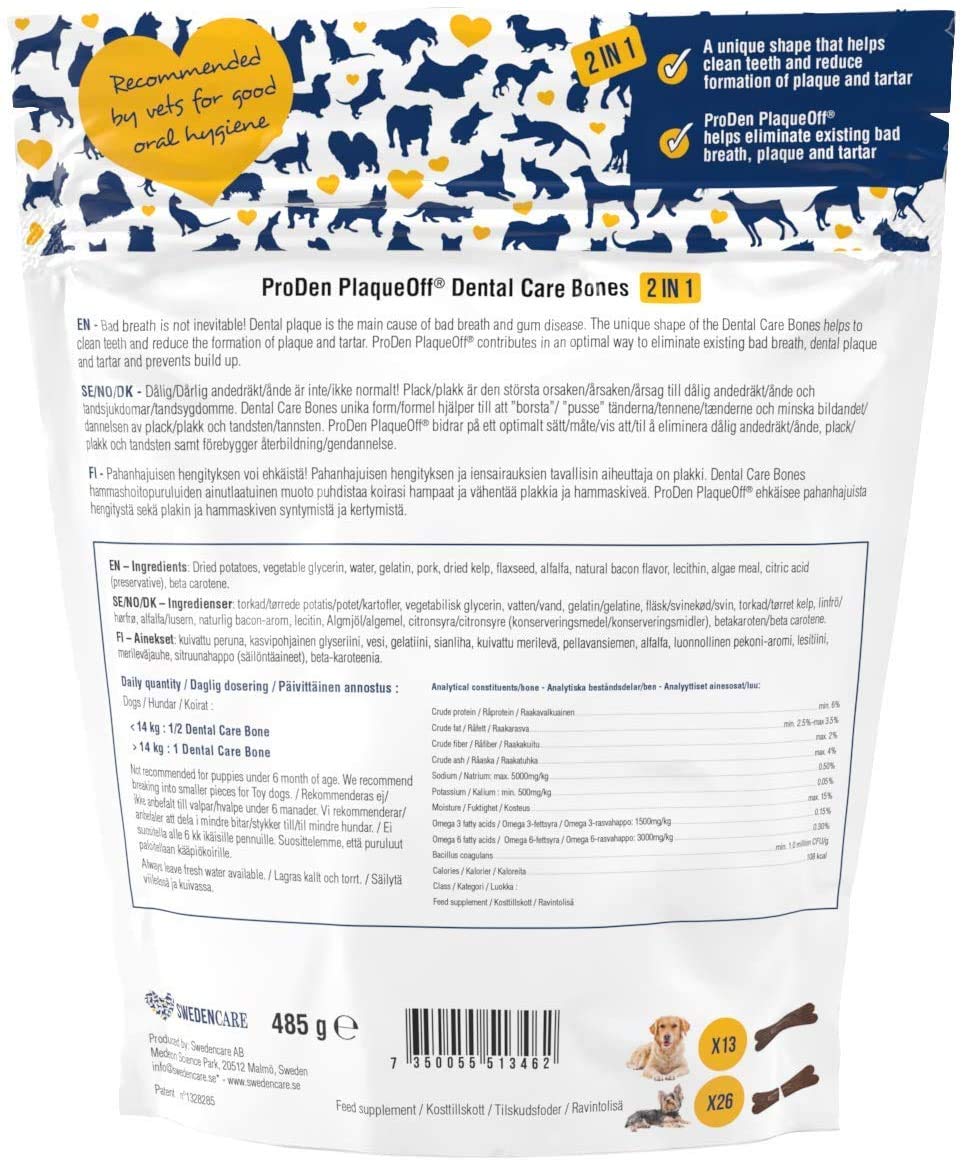 ProDen PlaqueOff 3 Flavor Dental Bone Dog Treat Bundle: Chicken & Pumpkin, Turkey & Cranberry, and Bacon, 17 Ounces Each