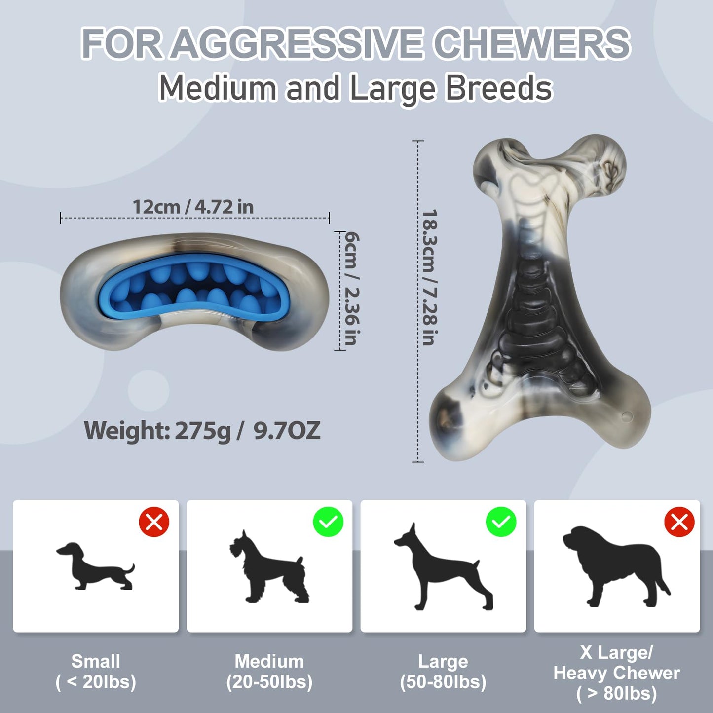 WinTour Tough Dog Toys for Aggressive Chewers, Hard Indestructible Dog Toys to Keep Them Busy, Nylon Durable Interactive Chewers for Medium & Large Breeds