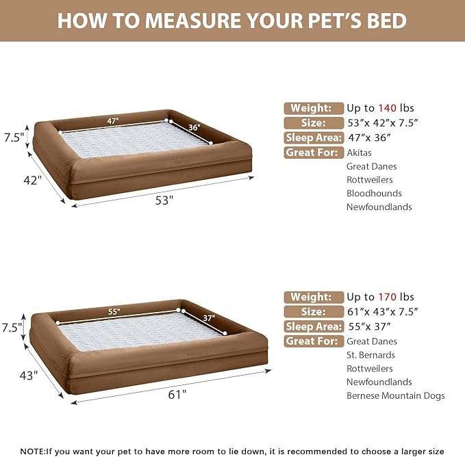 WNPETHOME XXXL Big Dog Bed, Washable Dog Couch with Removable Waterproof Cover, Orthopedic Large Pet Sofa Bed with Bolster Sides for Sleeping