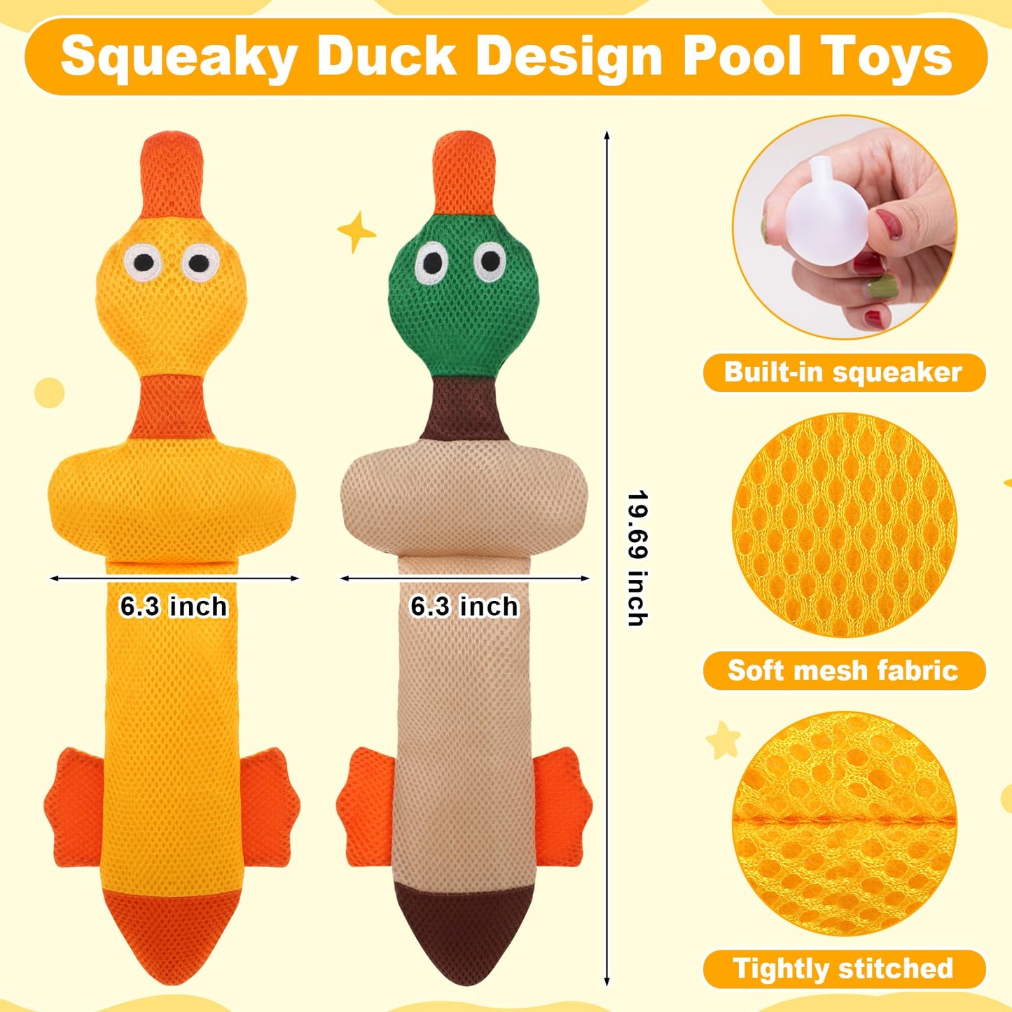 Suilung 4 Pcs Floating Dog Water Pool Toys Cute Flamingo Frog Durable Plush Chew Squeaky Teething Toys for Small Medium Large Breed Dog, Dock Diving and Fetch Training