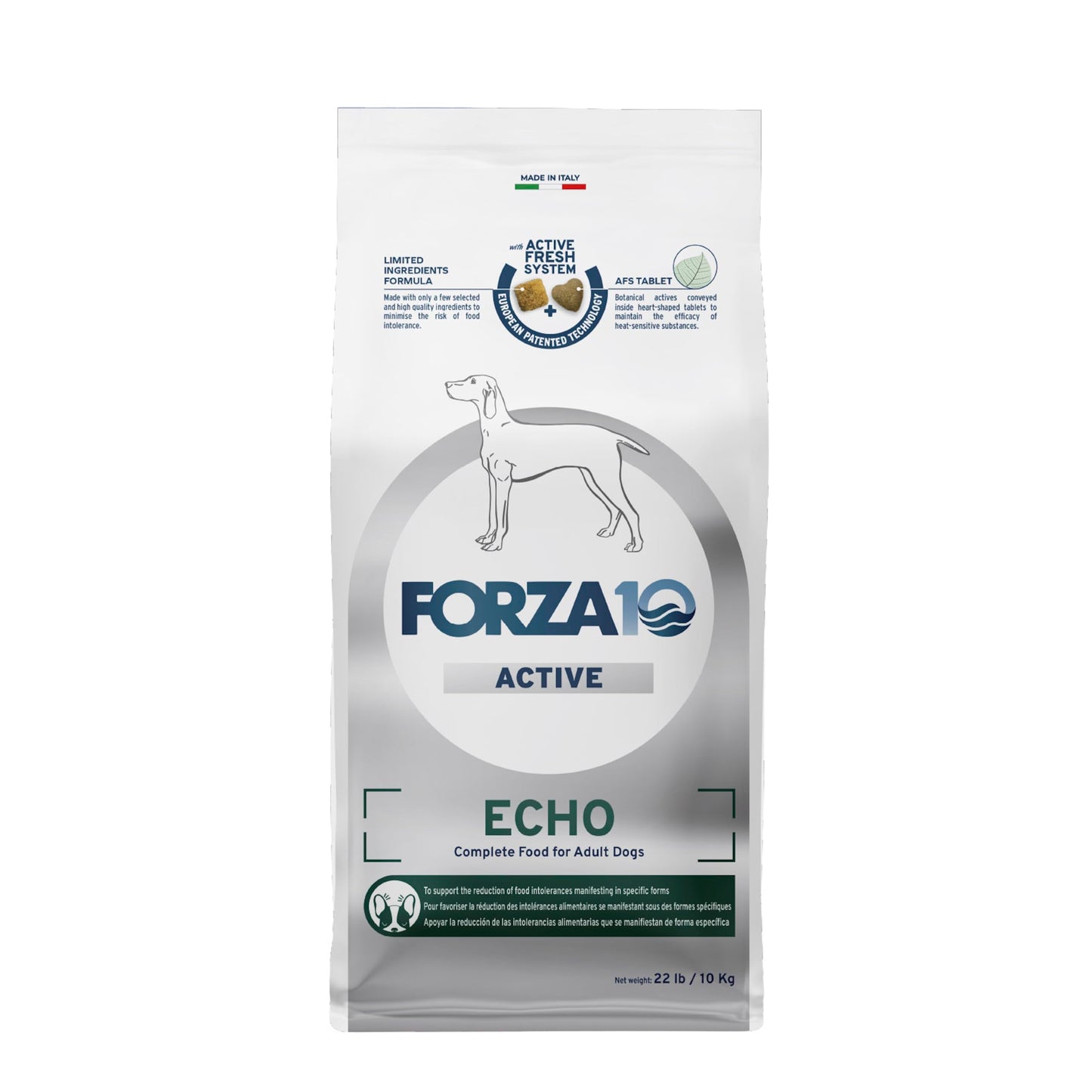 Forza10 Active Echo Support Diet Dry Dog Food – Supports Ear Health & Food Sensitivities - Limited Ingredient Formula with Anchovies, Rose HIPS & Tea Tree - Non-GMO & Grain-Free - 22 lb Bag