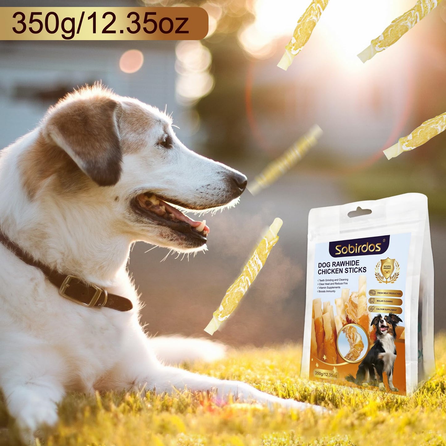 Sobirdos Dog Treats,Chicken Wrapped Rawhide Sticks for Dogs,Dog Chew Sticks,Rawhide Bones for Large Midium Dogs, Dog Treats Small Dogs,Dog Chicken Sticks,Puppy Treats,Chicken Dog Treats,4.5inch