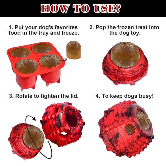 XHX Long-Lasting Interactive Dog Toy to Keep Your Pup Distracted - Safe for Dogs - Low-Mess Design - Dog Toys for Small Dogs 10-25 lbs(Small, Red and Black)