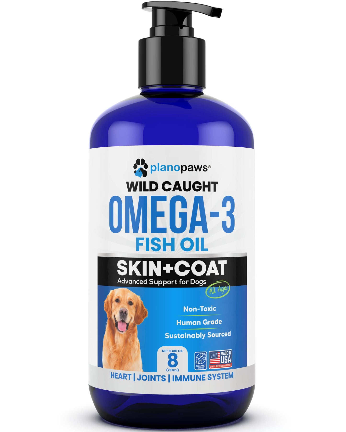 Omega 3 Fish Oil for Dogs - Better Than Salmon Oil - Dog Fish Oil Supplement to Reduce Shedding & Itching - Supports Joints, Brain, and Heart Health - Skin and Coat Supplement - Liquid Fish Oil