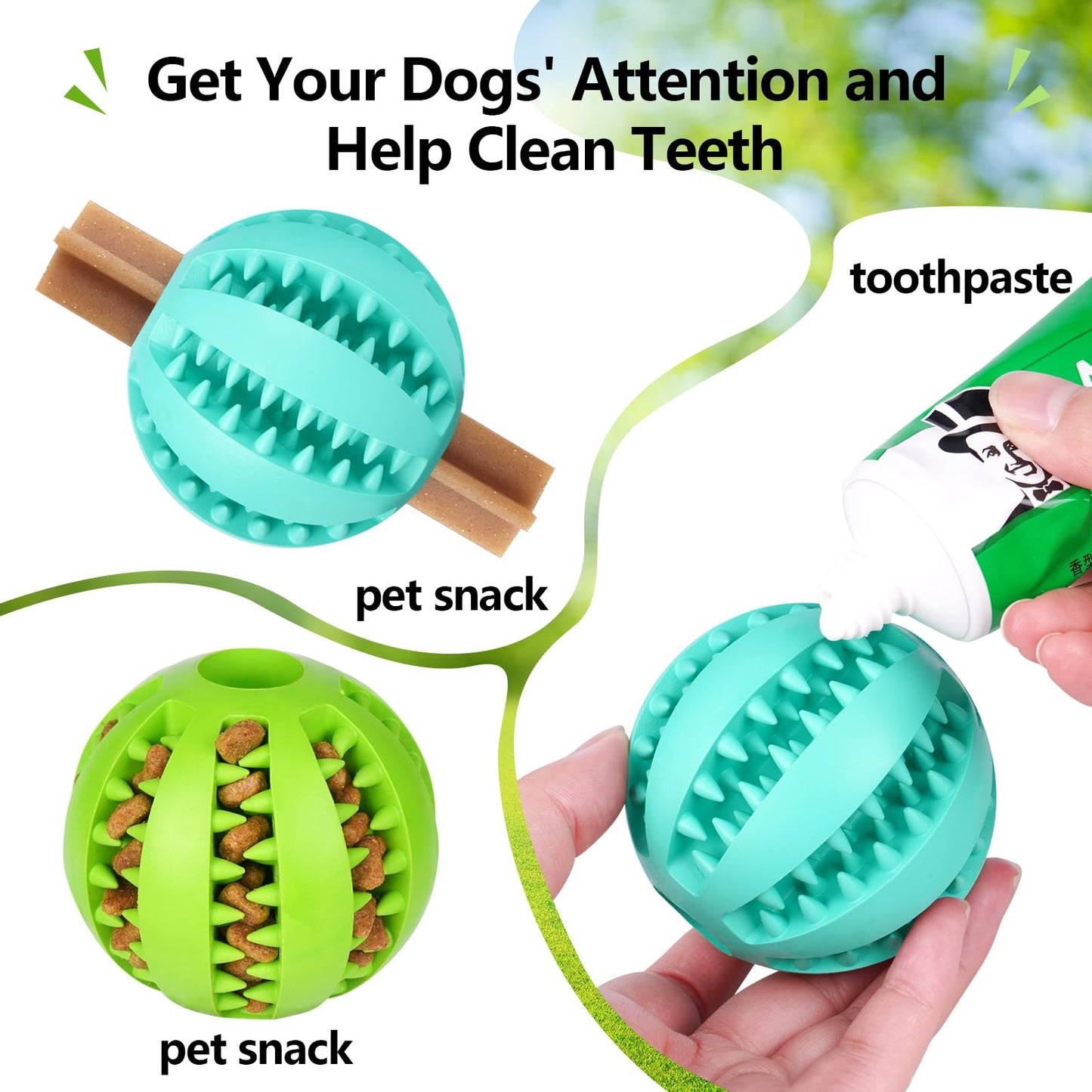 Bojafa Treat-Dispensing Dog Toys: Durable Rubber Puppy Toys for Boredom - Dog Treat Balls for Small & Medium Breed Indoor Play (2pack)