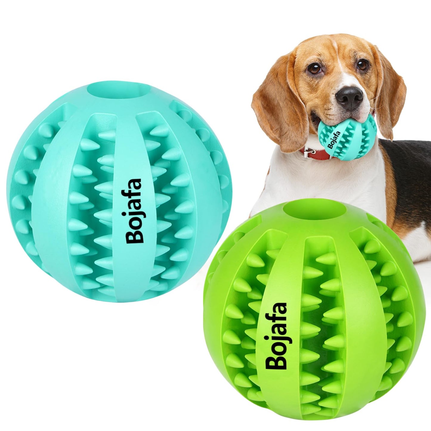 Bojafa Puppy Chew Toys for Teething: Durable Rubber Dog Toys for Boredom - Treat-Dispensing Balls for Small Breed Indoor Play (2pack)