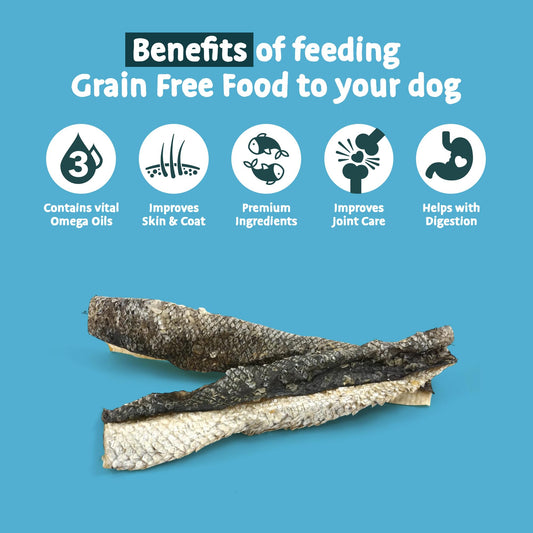 SKIPPER'S Salmon Fish Skin Flatties - Dental Chews for Dogs, Long Lasting Natural Dog Treats, Healthy Pet Supplies Support Skin Coat & Joint Function | Salmon Fish Dried Flatties Dog Food (3.5Oz)