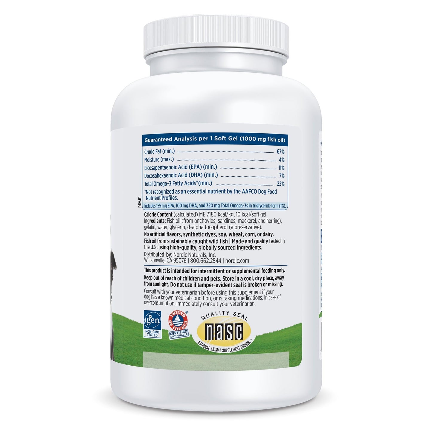 Nordic Naturals Omega-3 Pet, Unflavored - 180 Soft Gels - 320 mg Omega-3 Per Soft Gel - Fish Oil for Dogs with EPA & DHA - Promotes Heart, Skin, Coat, & Immune Health