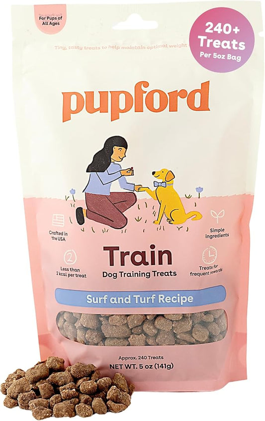 Pupford Freeze Dried Training Treats for Dogs & Puppies, 240+ Six Ingredient Bites (Surf & Turf, 5 oz)
