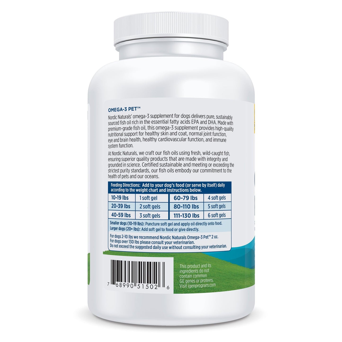 Nordic Naturals Omega-3 Pet, Unflavored - 180 Soft Gels - 320 mg Omega-3 Per Soft Gel - Fish Oil for Dogs with EPA & DHA - Promotes Heart, Skin, Coat, & Immune Health