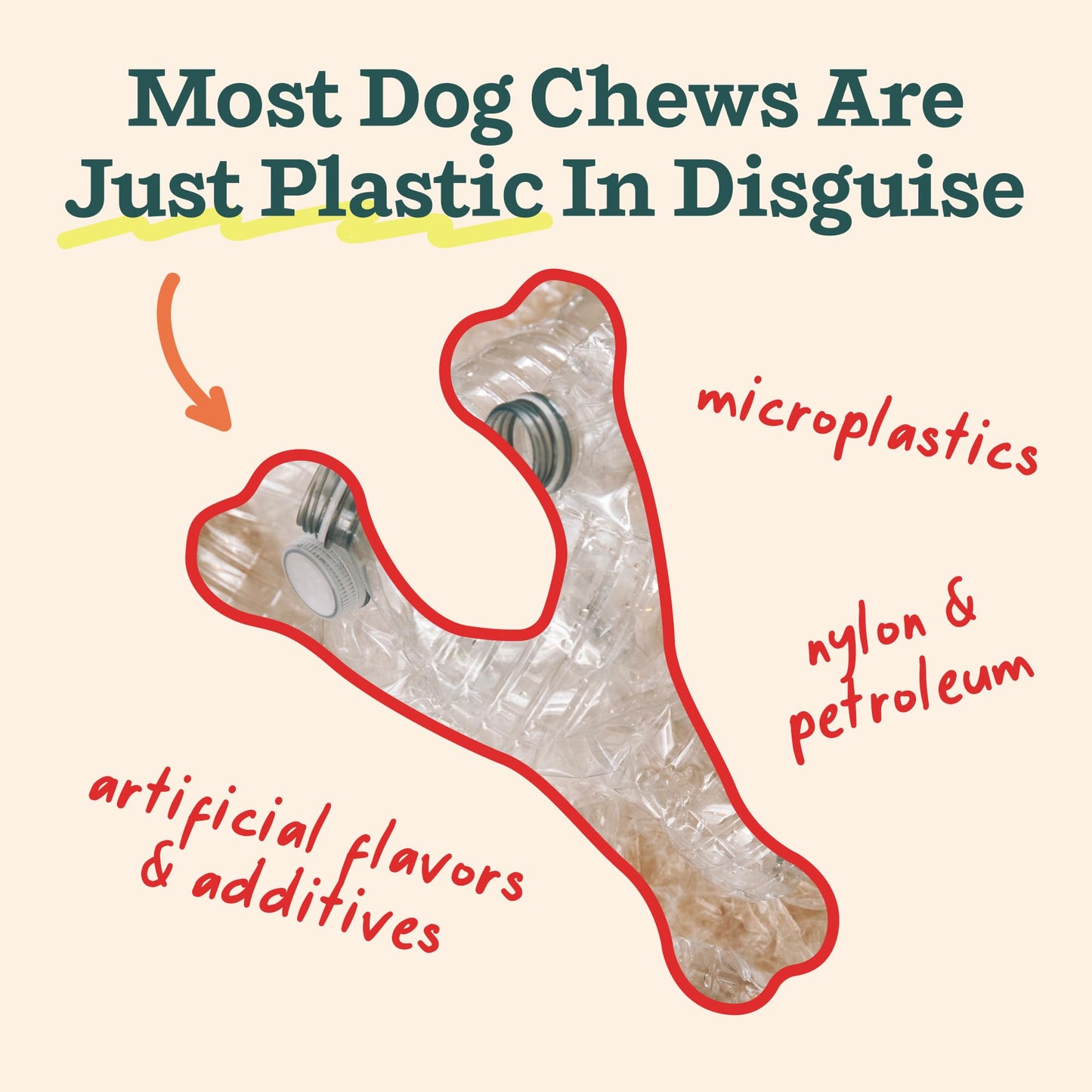 WOOF HonestChew Dog Toy Antler - Durable Dog Chews - Made with Natural, Plant-Based Ingredients - Splinter-Resistant - Safer Than Dog Bones - Small