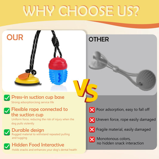 Duocharm Interactive Dog Toys Tug of War,Dog Puzzle Toy Squeaky for Medium Small Breed Mental Stimulation,Indestructible Food Dispensing Dog Toy to Keep Busy,Red Yellow,Red Blue