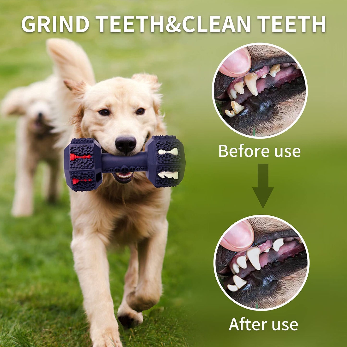 Durable Dog Chew Toy Dumbbell for Medium to Large Sized Dogs – Reduces Stress, Boredom Improves Teeth & Gum Health Rubber Pet Toy Aggressive Chewer Training and Teething