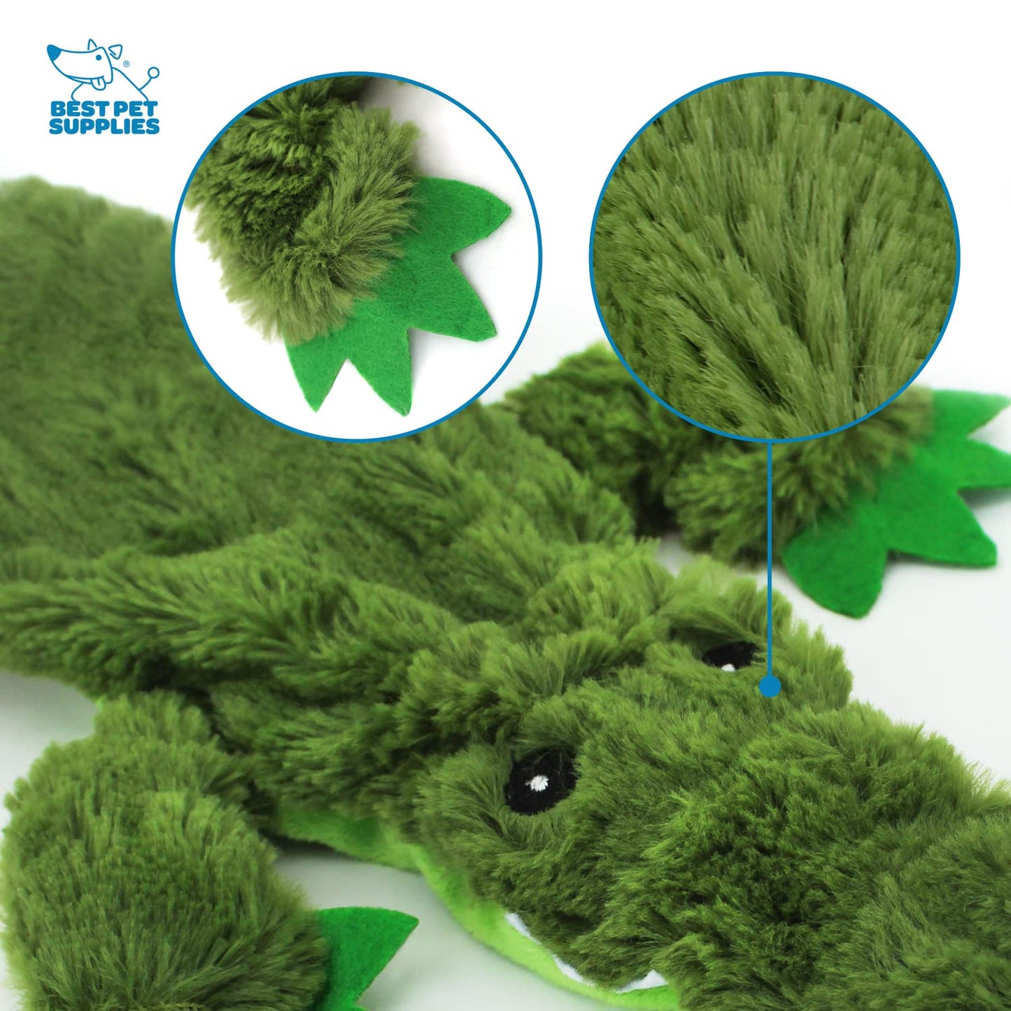 Best Pet Supplies 2-in-1 Stuffless Squeaky Dog Toys with Soft, Durable Fabric for Small, Medium, and Large Pets, No Stuffing for Indoor Play, Holds a Plastic Bottle - Alligator, Large (Pack of 3)