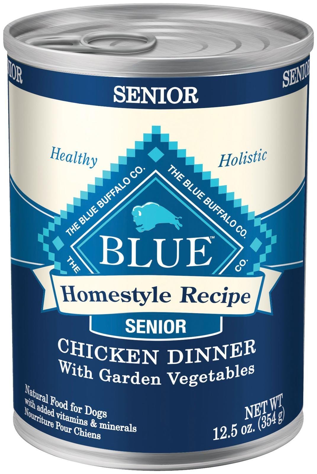Blue Buffalo Homestyle Recipe Senior Wet Dog Food, Made with Natural Ingredients, Chicken Dinner with Garden Vegetables, 12.5-oz. Can
