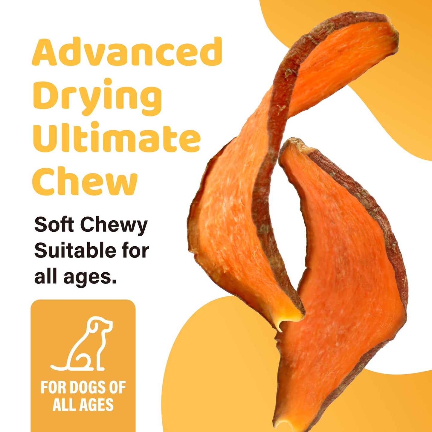 iPaw Sweet Potato Chews, Single Ingredient Dog Treats for Vegetarian, All Natural Human Grade Puppy Chew, Rawhide Alternative, Hypoallergenic, Easy to Digest