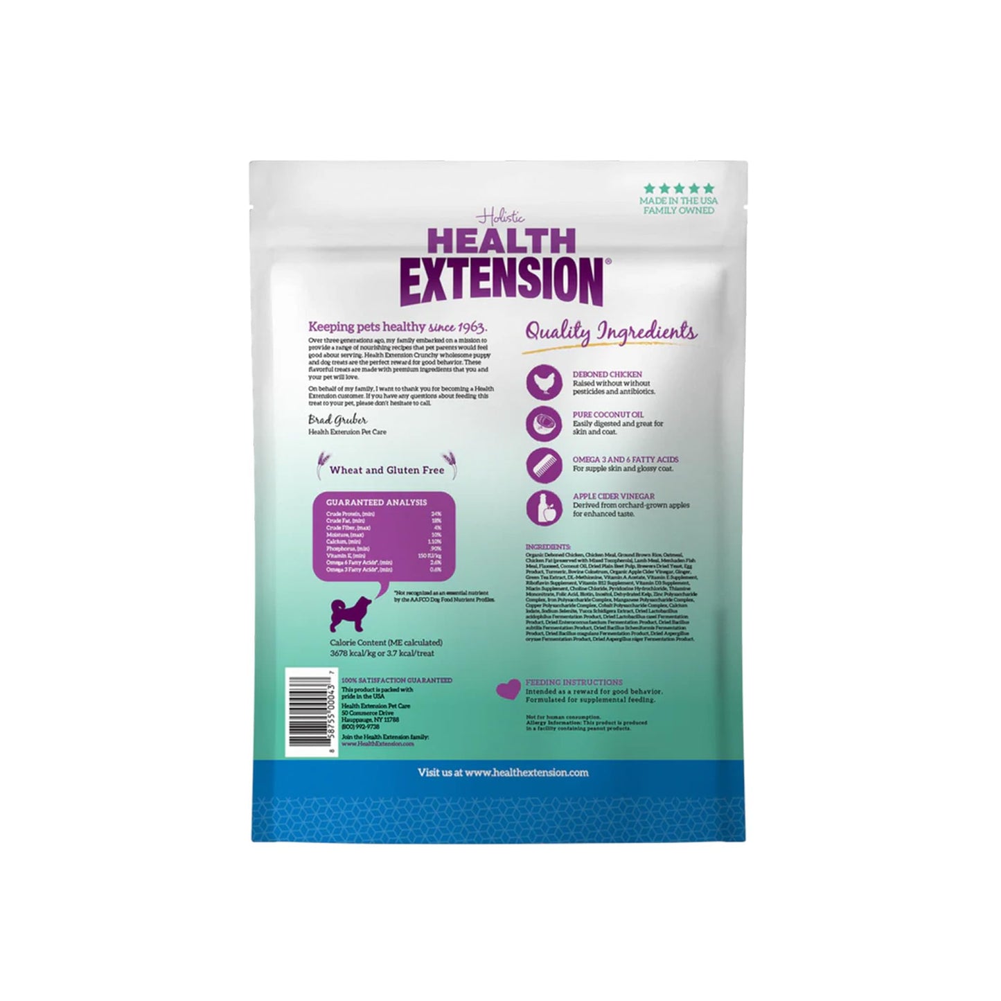 Health Extension Heart-Shaped Crunchy Biscuits, 12oz (340g) – Chicken Flavor, GMO-Free Dog Training Treats for Small Breeds, Added Vitamins & Minerals (Pack of 2)