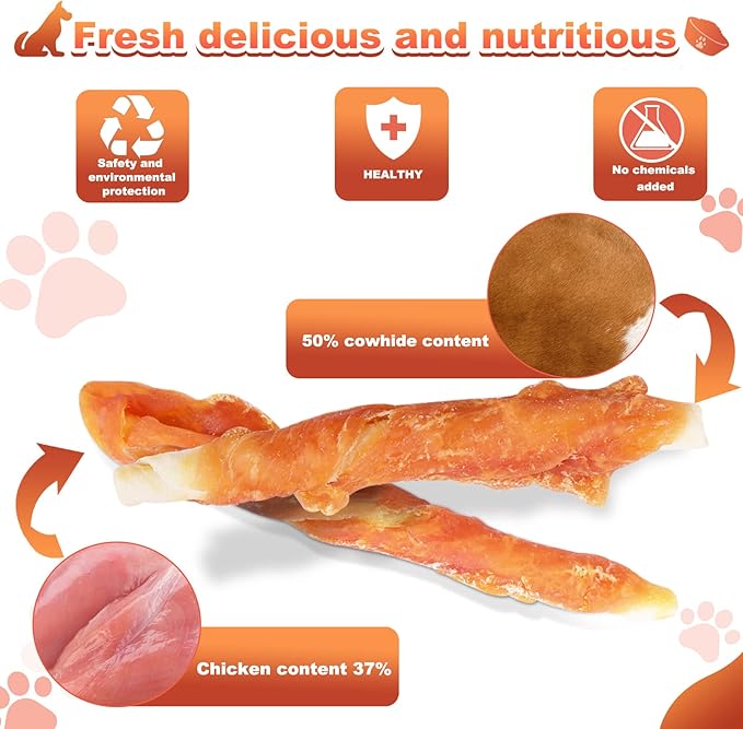 Chicken Wrapped White Rawhide Sticks Dog Treats Puppy Training Snacks Dog Chews Treats 2lb