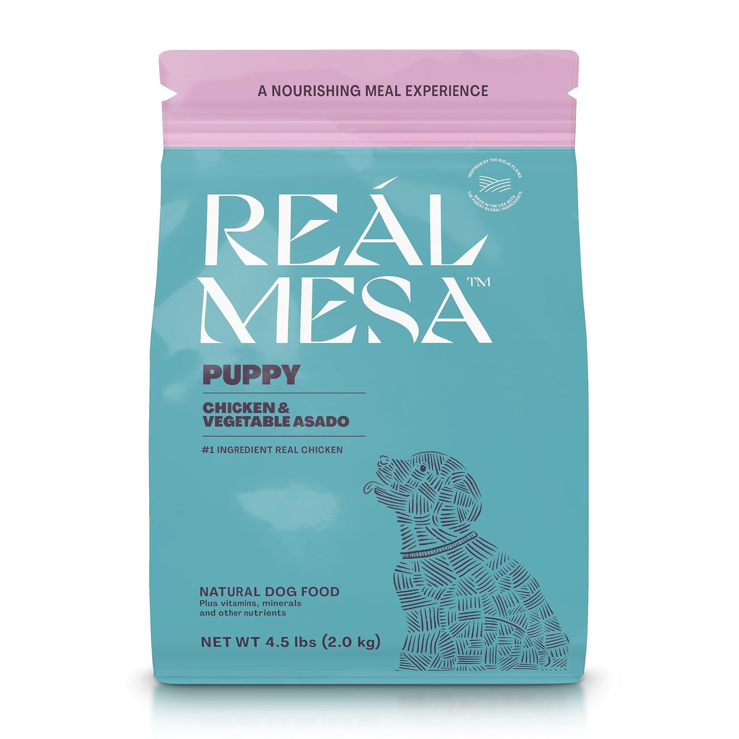 REÁL MESA Premium High-Protein Puppy Food for Healthy Growth & Development - Natural Chicken & Vegetable Asado Recipe with DHA, Calcium, & Antioxidants - Nutritious Dry Dog Food, All Breeds (4.5 lbs)