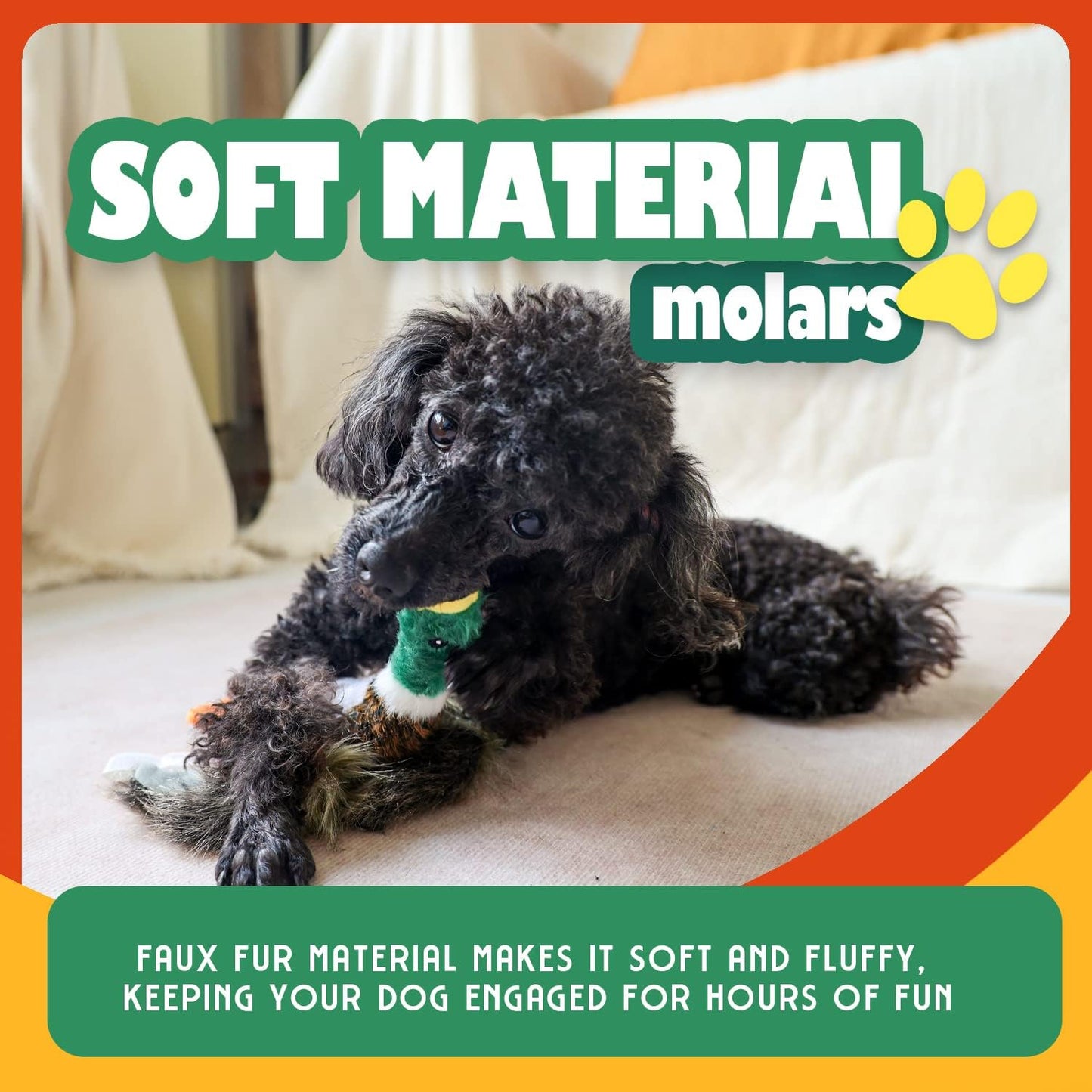 ALL FOR PAWS Duck Squeaky Doy Toy, Duck Dog Toy for Medium Large Breed, Puppy Fetch Toy with Squeaker, Plush Chew Dog Toy, 18 x 9.1 x 3.9 inches, Classic - Mallard L