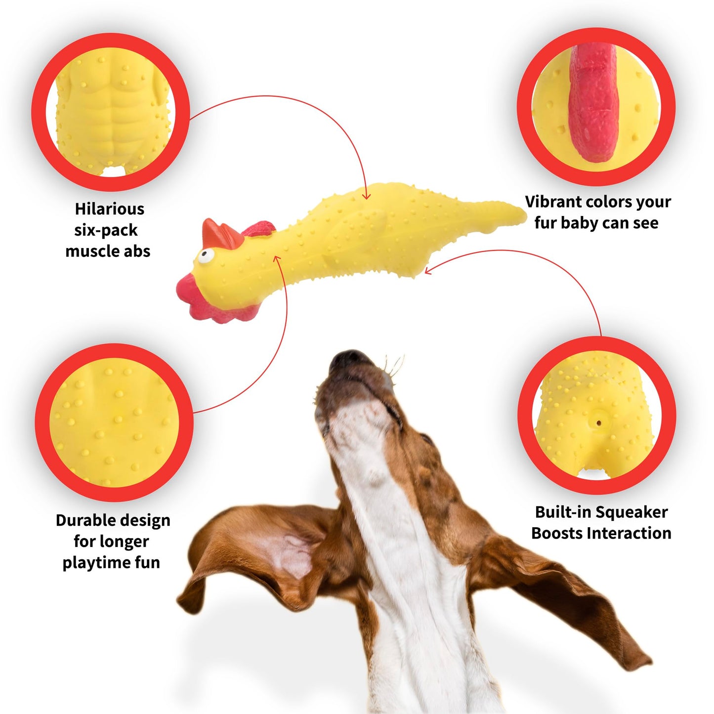 Potato Brothers-Durable Dog Chew Toys,Pet Squeaky Toys- Fetch Mate, for Middle-Large Sized Aggressive Chewers, Safe Natural Rubber, Teeth Cleaning(Dumbbell-Shaped)