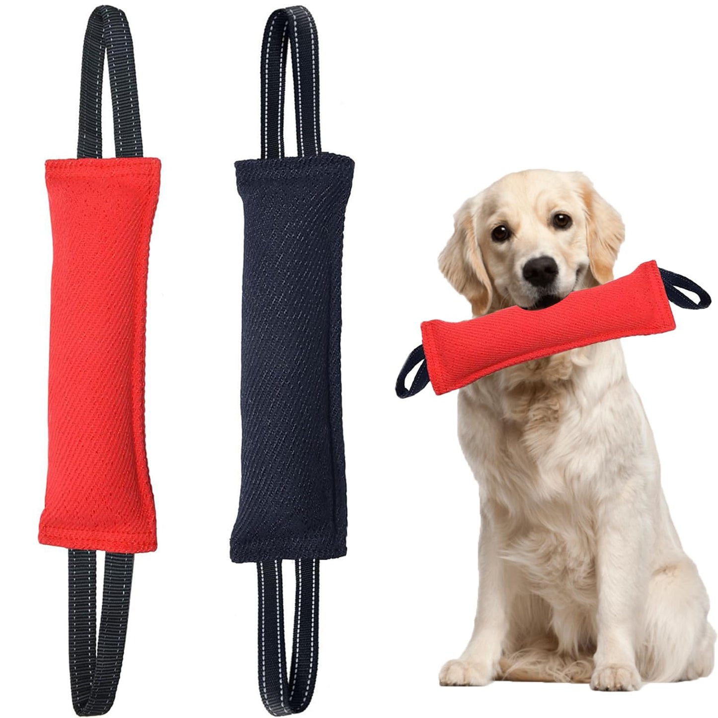 LZDGCC 2 Pack Tug of War Dog Toy, Interactive Dog Toys, Pet Tough Jute Bite Pillow with 2 Handles, Dogs Interactive Toy, Dogs Training Toys for Small and Medium