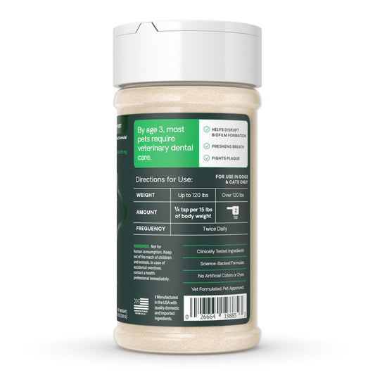 VetriScience Dental Care Powder, Perio Support Clinically Tested Dental Supplement for Small, Medium and Large Breed Dogs, Freshen Breath, Control Plaque and Tartar, Oral Health, 4.2 oz