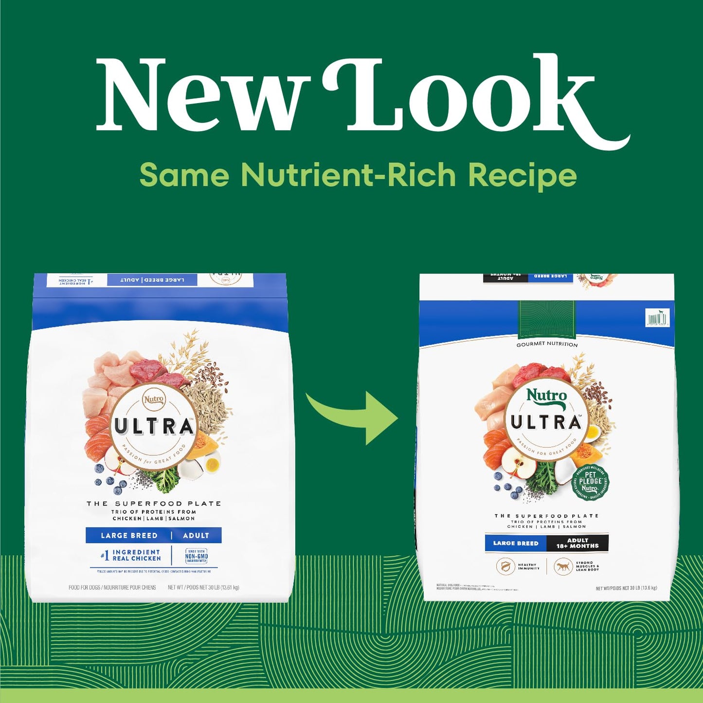 Nutro Ultra Adult Large Breed Dry Dog Food, Chicken, Lamb and Salmon Protein Trio, 30 lb. Bag