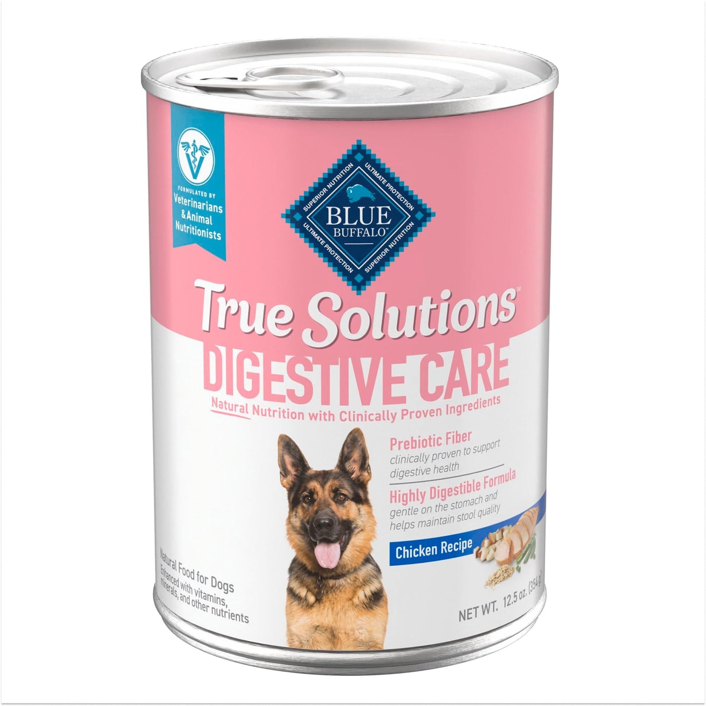 Blue Buffalo True Solutions Digestive Care Wet Dog Food for Adult Dogs, Made with Natural Ingredients, Chicken, 12.5-oz. Cans (12 Count)