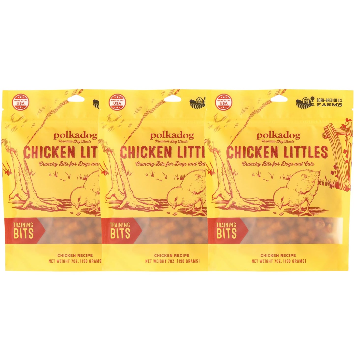 Polkadog Chicken Littles Crunchy Training Bits 3-Pack – All Natural, Limited Ingredient Healthy Training Treats for Dogs. Handcrafted in USA. Great for Dogs with Allergies – 7oz (Pack of 3)