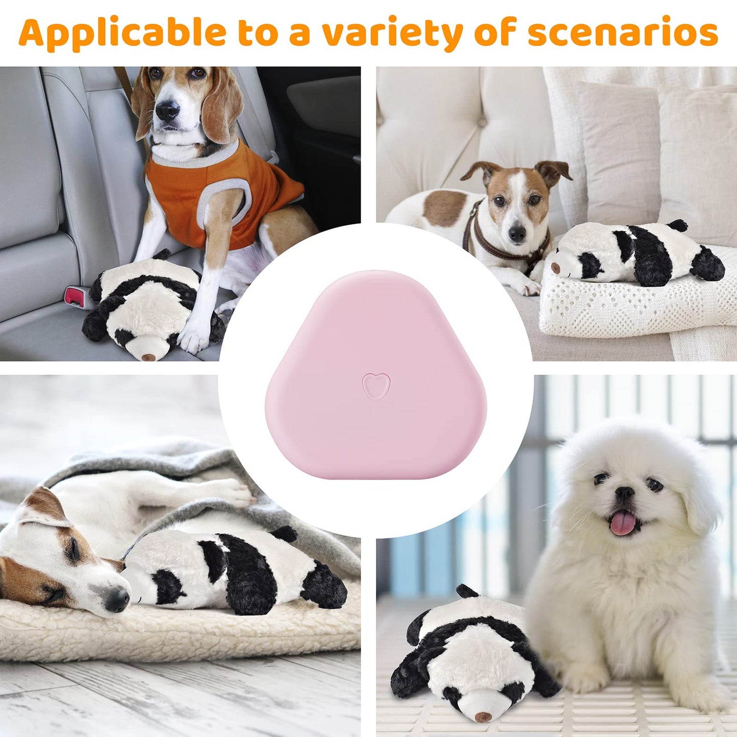 Extragele Puppy Heartbeat Toy Heartbeat Stuffed Toy for Dog Anxiety Relief and Calming Aid, Heartbeat Stuffed Animal for Sleep Aid Crate Training Comfort, Puppy Essentials, White