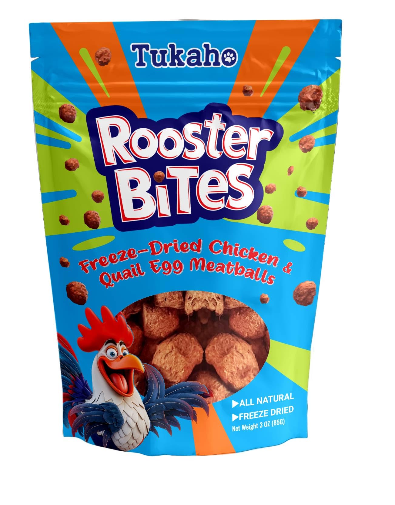 Rooster Bites Chicken Quail Egg Dog & Cat Treats – Only 2 Ingredient Freeze Dried Training Treats - High Protein, All Natural, Made in USA - Picky Eater Approved