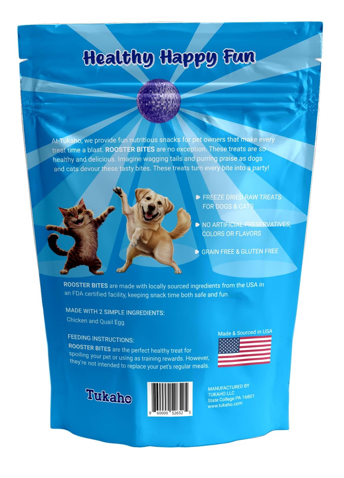 Rooster Bites Chicken Quail Egg Dog & Cat Treats – Only 2 Ingredient Freeze Dried Training Treats - High Protein, All Natural, Made in USA - Picky Eater Approved