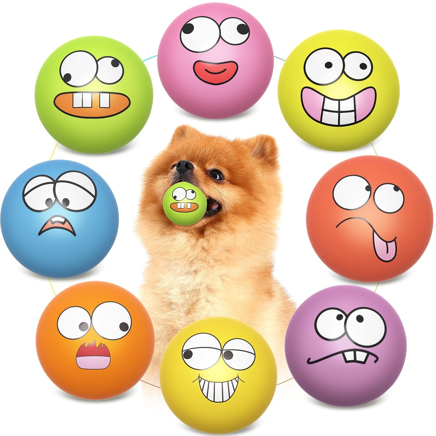 HDSX Squeaky Dog Toys Soft Latex Rubber Squeaky Dog Balls for Puppy Small Pet Dogs (8 Pack) (Round Balls)
