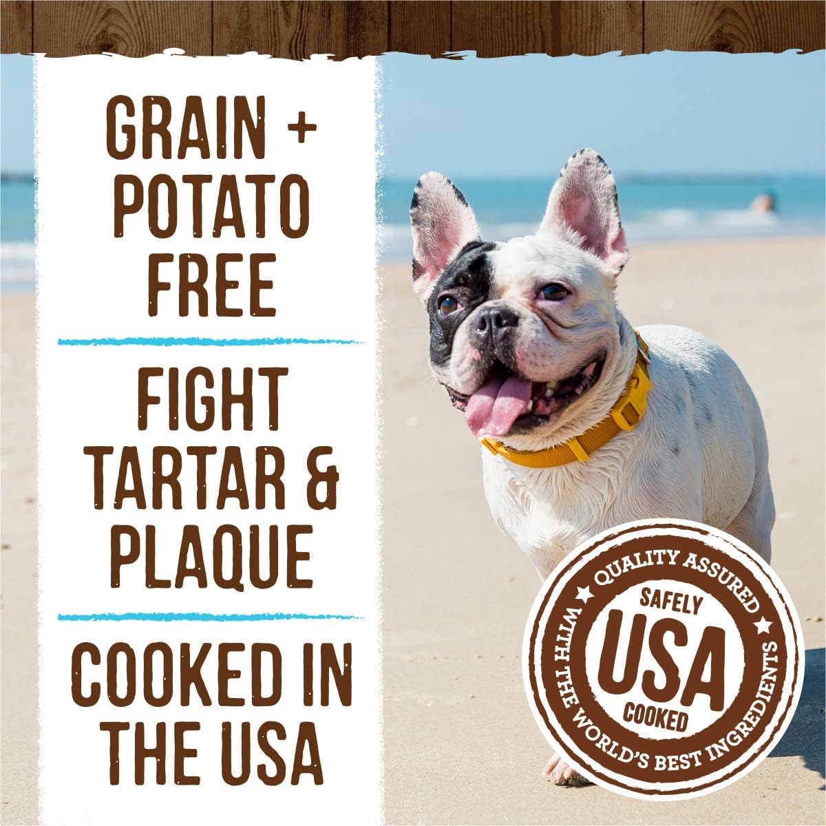 Merrick Fresh Kisses Natural Dental Chews, Toothbrush Treat Shape Infused with Real Mint, Small Dogs 15-25 Lbs - 48 ct. Box