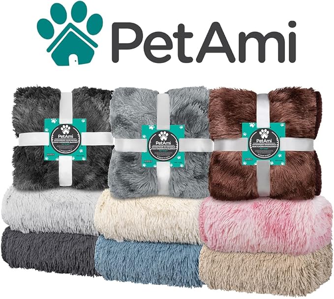 PetAmi Waterproof Dog Blanket for Large Dog, Calming Pet Blanket Bed Couch Cover Protector, Washable Sherpa Faux Fur Throw for Sofa Furniture Protection, Soft Fluffy 60x80 Gray