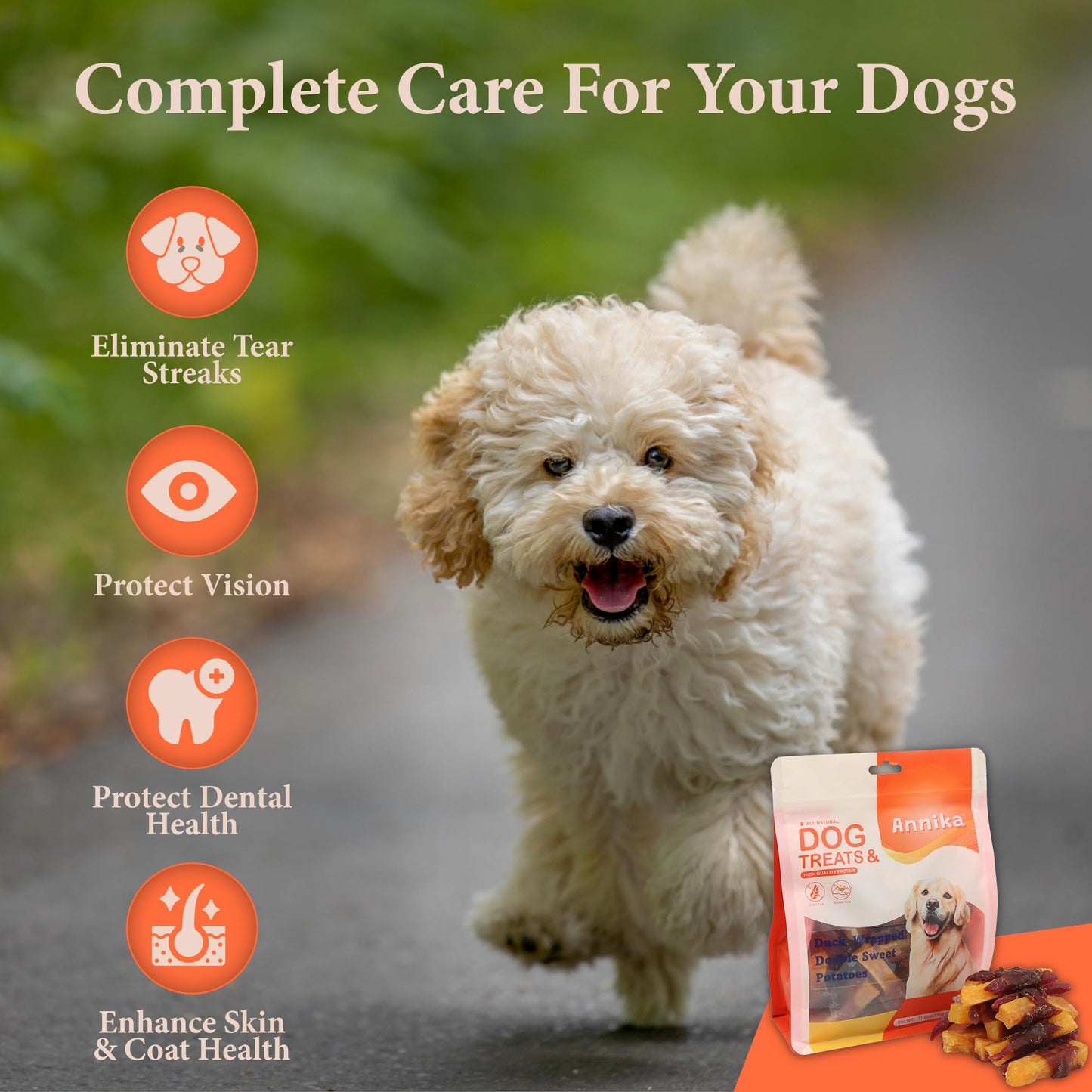 Annika Duck & Sweet Potato Wrapped Dog Treats – Healthy Low Fat, High Protein Jerky Chews, Grain-Free Training Snacks & Dental Treats for Small, Medium & Large Dogs, 11 oz