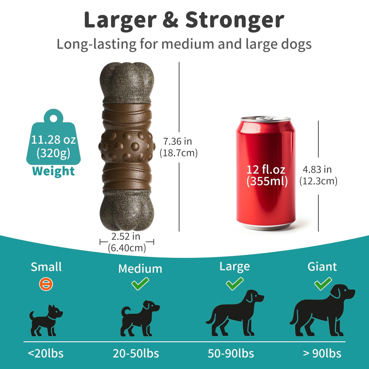 JoyBruko Dog Toys for Aggressive Chewers, Indestructible Squeaky Chew Toy to Keep Them Busy, Tough Nylon & Rubber Pitbull Bones for Training and Teeth Cleaning, Reduce Boredom for Medium Large Breed