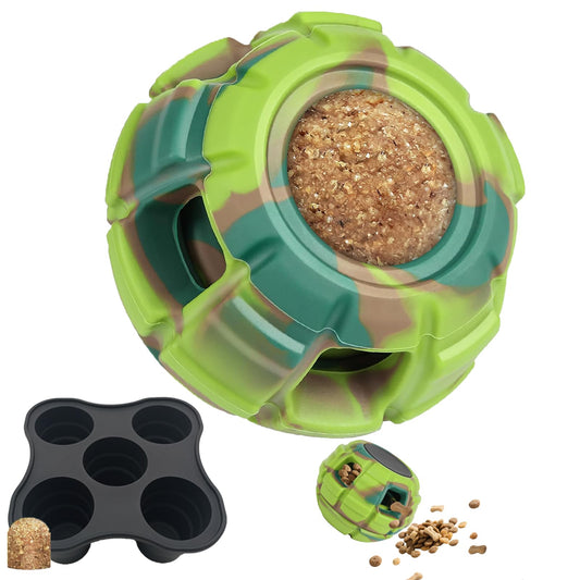 Dog Frozen Treat Toy - Dog Toys to Keep Them Busy, 4 in 1 Interactive Puzzle Chew Toy with Treat Dispensing, Freezable Fillable, Safe Chew-Resistant Design for Anxiety Relief and Cognitive Enrichment