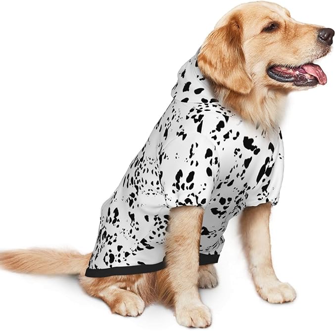 Dalmatian Hoodie, Cute Halloween Cosplay Winter Costume With Pocket, Dalmatians Print Clothes for Medium Large Dogs, Xx-Large