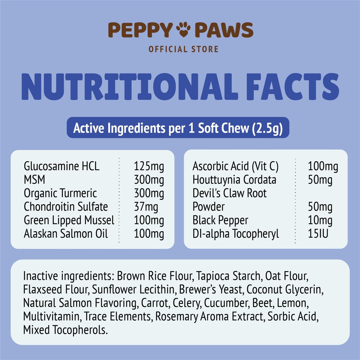 Peppy Paws Hip & Joint Supplement for Dogs – 120 Soft Chews | Glucosamine, Chondroitin, MSM, Turmeric | for Health Bone, Joint Pain Relief & Flexibility Support | Natural, Non-GMO | for All Dog Breeds