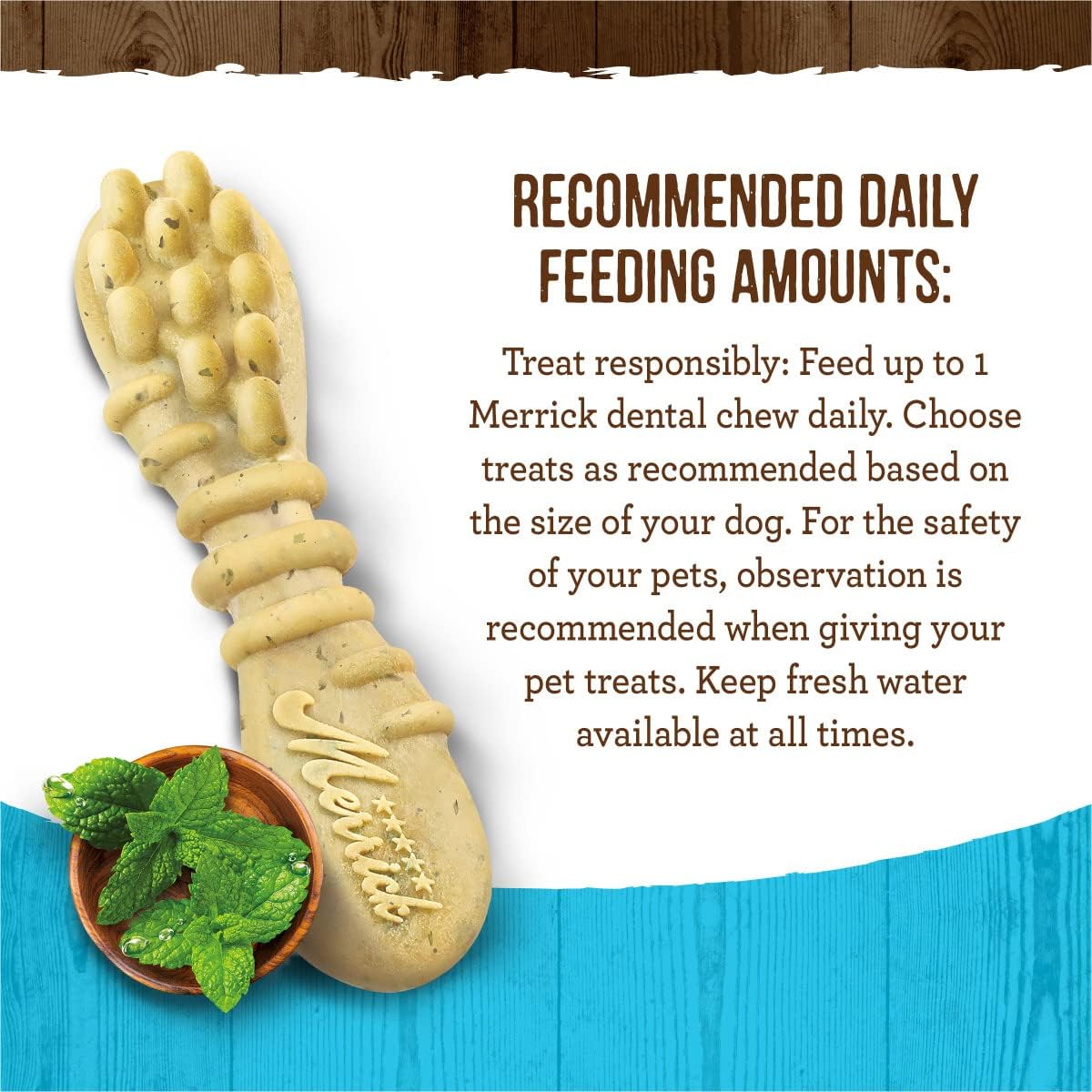 Merrick Fresh Kisses Natural Dental Chews, Toothbrush Treat Shape Infused with Real Mint, Small Dogs 15-25 Lbs - 48 ct. Box
