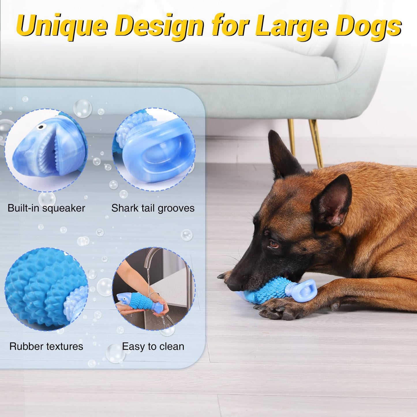 WinTour Tough Dog Toys for Aggressive Chewers, Indestructible Dog Chewers for Medium & Large Breeds, Squeaky Durable Chew Toys to Keep Them Busy, Reduce Boredom, Teeth Cleaning