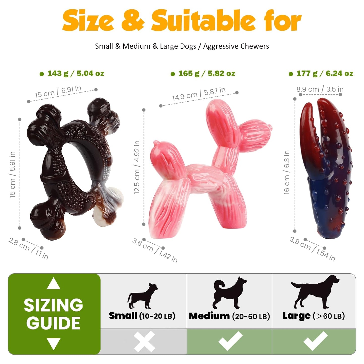 SHWLNY Tough Dog Toys for Aggressive Chewers: 3-Pack of Indestructible Chew Toys, Durable Nylon Dog Bones Toy with 3 Flavors, Suitable for Large Medium Breed, Gifts for Dogs